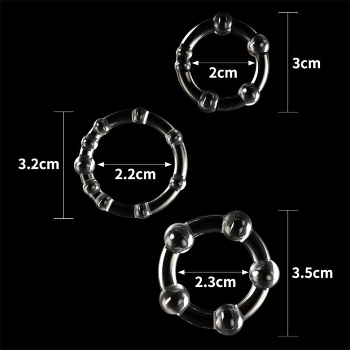 Pack de 3 Anillos para el Pene Power Plus Triple Transparentes de Lovetoy | VibraZon