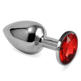 Plug Anal Plateado Rosebud Classic con Joya Rojo Talla S de Lovetoy | VibraZon