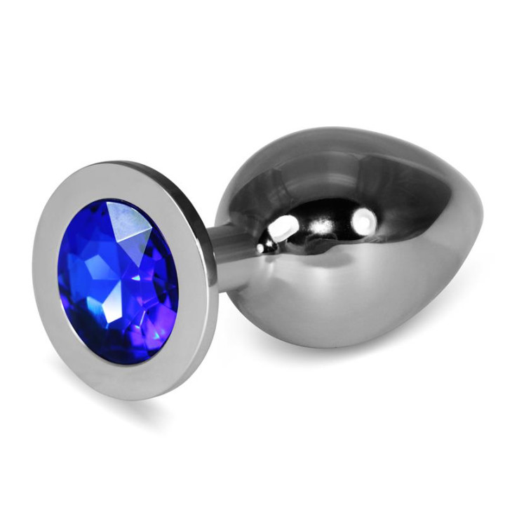 Plug Anal de Metal Rosebud Classic con Joya Azul Oscuro Talla L de Lovetoy | VibraZon