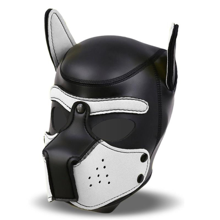 Hound Máscara de Perro Neopreno Hocido Extraíble Negro/Blanco Talla Única de Intoyou Bdsm Line | VibraZon