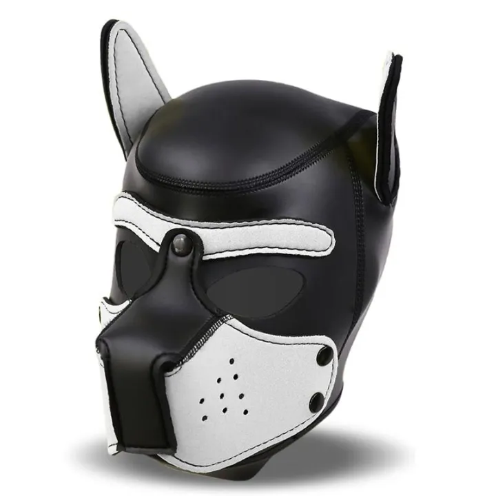 Hound Máscara de Perro Neopreno Hocido Extraíble Negro/Blanco Talla Única de Intoyou Bdsm Line