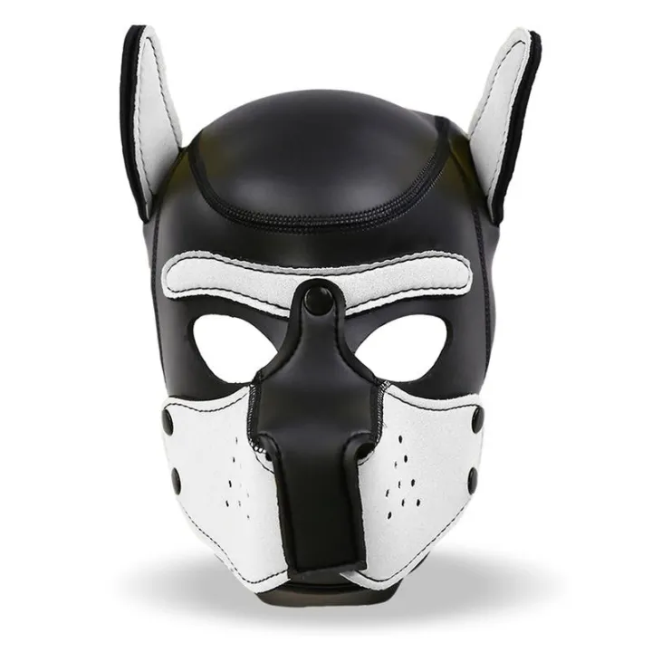 Hound Máscara de Perro Neopreno Hocido Extraíble Negro/Blanco Talla Única de Intoyou Bdsm Line