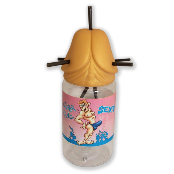 Biberón en Forma de Pene con 5 Pajitas Gold Edition de Diverty Sex | VibraZon