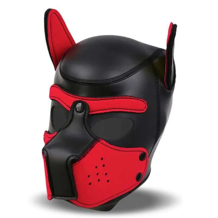 Hound Máscara de Perro Neopreno Hocico Extraíble Negro/Rojo Talla Única de Intoyou Bdsm Line