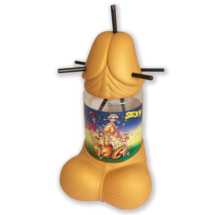 Cubalitro con Forma de Pene 5 Pajitas Gold Edition de Diverty Sex | VibraZon