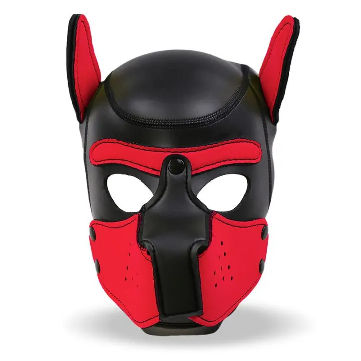 Hound Máscara de Perro Neopreno Hocico Extraíble Negro/Rojo Talla Única de Intoyou Bdsm Line