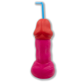 Vaso con Forma de Pene Plastico Fuscia 500 ml de Diverty Sex | VibraZon