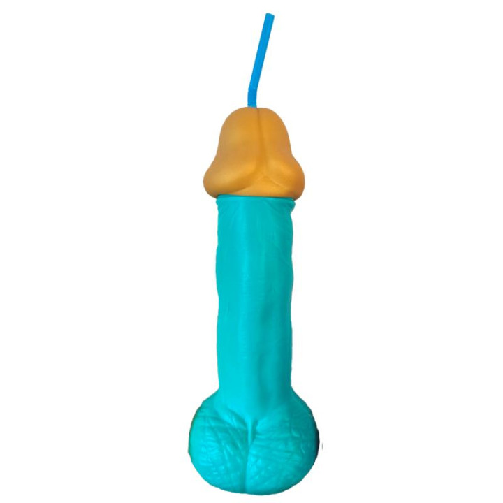 Vaso con Forma de Pene Azul 500 ml de Diverty Sex | VibraZon