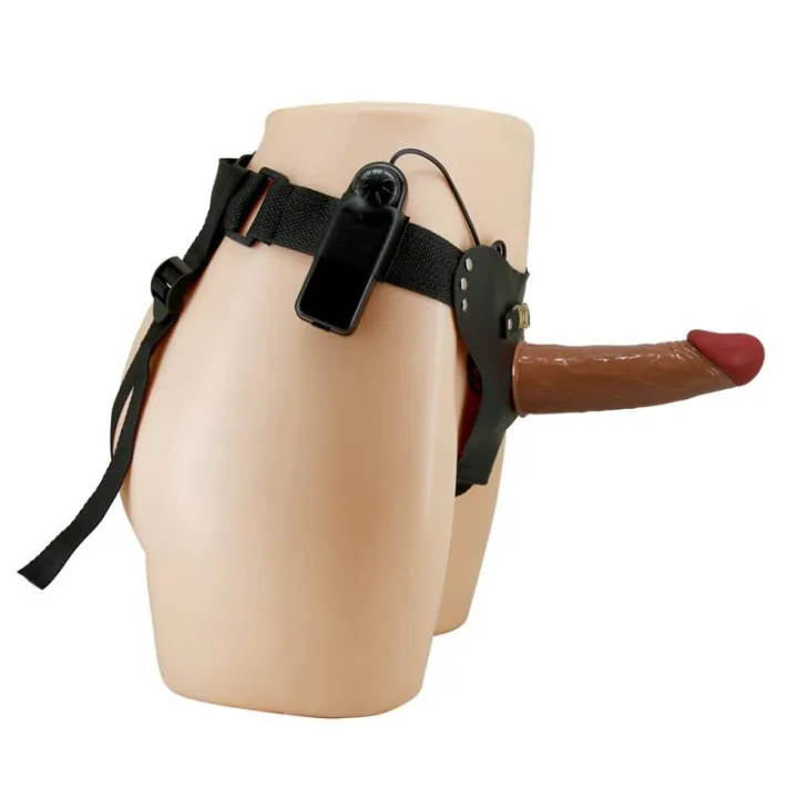 Arnés con Dildo Hueco y Vibración con Control Remoto Starks de Prettylove