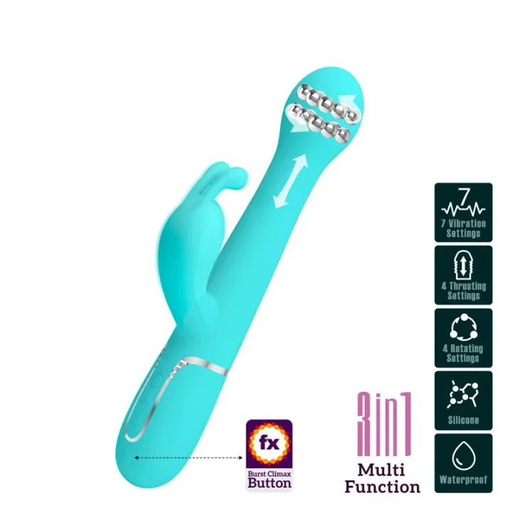 Vibrador con Thrusting y Bolas Rotatorias Dejon Azul de Prettylove