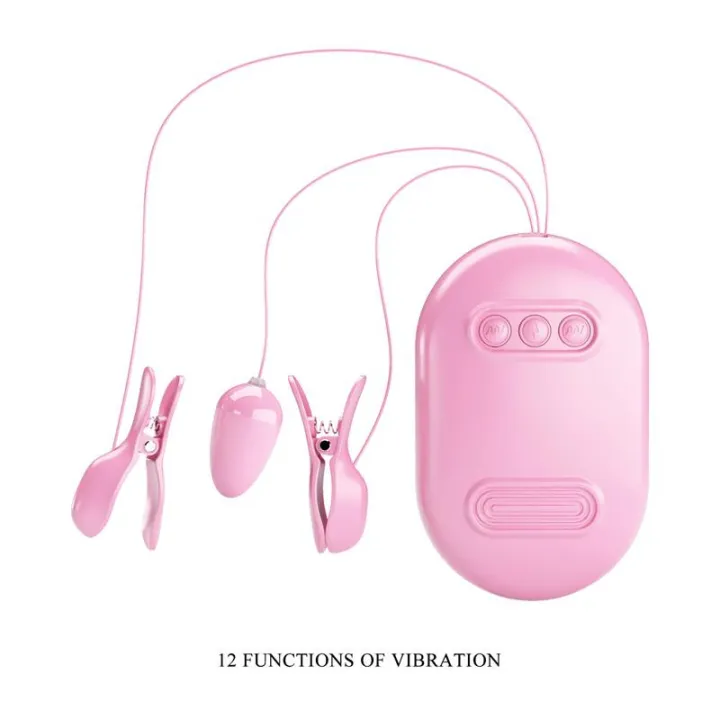 Surprise Box Huevo Vibrador y Pinzas para Pezones con Electro Estimulación Rosa de Prettylove
