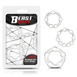 Set 3 Anillos para el Pene Beaded Flexibles Transparente de Beast Rings