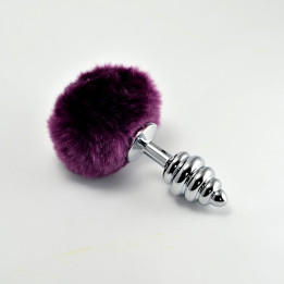 Plug Anal de Metal en Espiral con Pompon Púrpura de Lovetoy | VibraZon