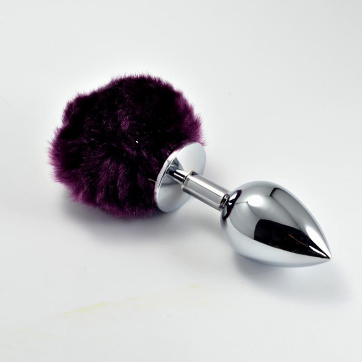 Plug Anal de Metal con Pompon Púrpura Talla S de Lovetoy | VibraZon