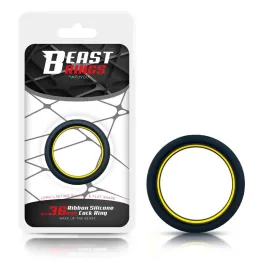 Anillo para el Pene 100% Silicona Sólida 3.6 cm Amarillo y Negro de Beast Rings