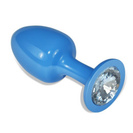 Plug Anal de Metal Azul Rosebud con Joya Transparente de Lovetoy | VibraZon