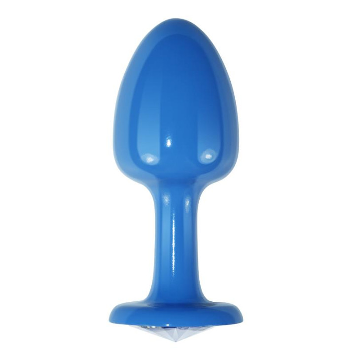 Plug Anal de Metal Azul Rosebud con Joya Transparente de Lovetoy | VibraZon