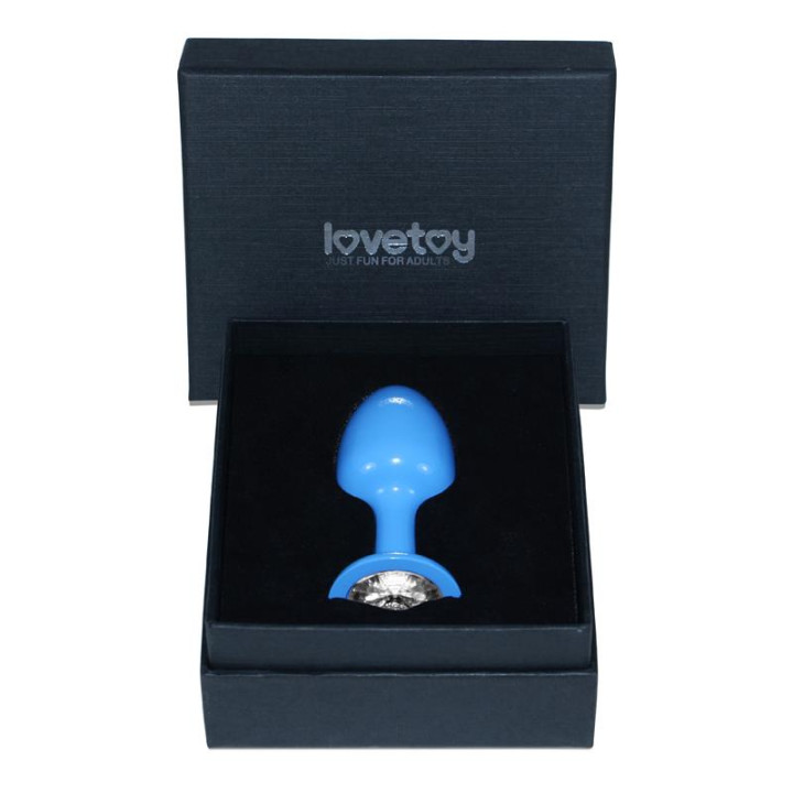 Plug Anal de Metal Azul Rosebud con Joya Transparente de Lovetoy | VibraZon