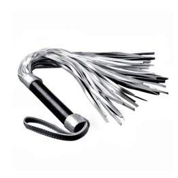 Flogger Cuero Sintético Plateado y Negro de Lovetoy | VibraZon
