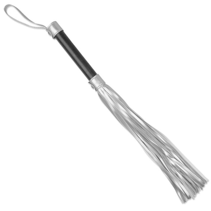 Flogger Cuero Sintético Plateado y Negro de Lovetoy | VibraZon
