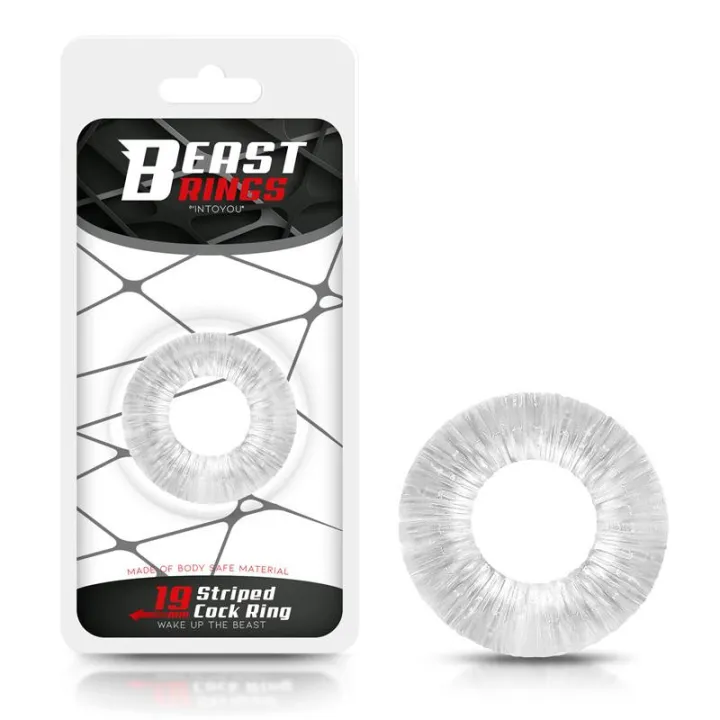 Anillo para el Pene Striped Súper Flexible 1.9 cm Transparente de Beast Rings