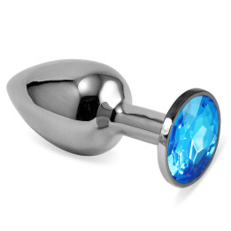 Plug Anal Plateado Rosebud Classic con Joya Azul Talla S de Lovetoy | VibraZon