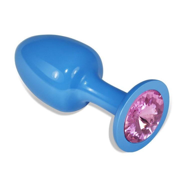 Plug Anal de Metal Azul Rosebud con Joya Rosa de Lovetoy | VibraZon
