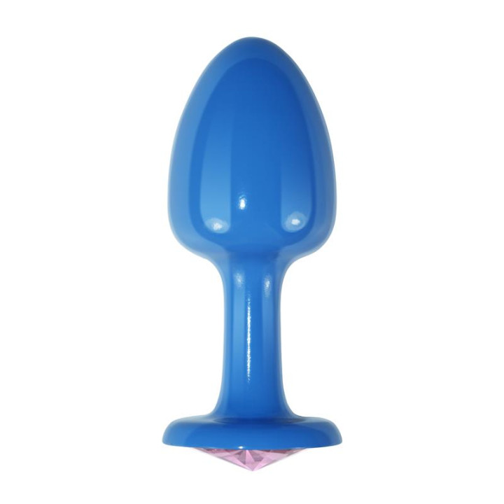 Plug Anal de Metal Azul Rosebud con Joya Rosa de Lovetoy | VibraZon