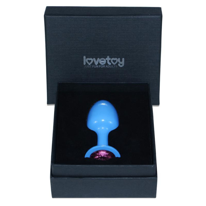 Plug Anal de Metal Azul Rosebud con Joya Rosa de Lovetoy | VibraZon