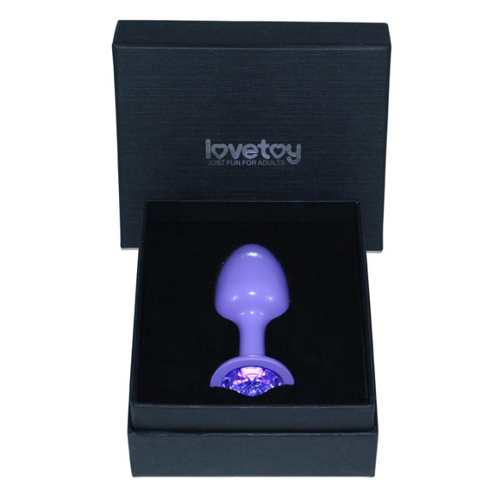 Plug Anal de Metal Púrpura Rosebud con Joya Azul de Lovetoy | VibraZon