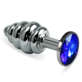 Plug Anal en Espiral Rosebud con Joya Azul Oscuro de Lovetoy | VibraZon