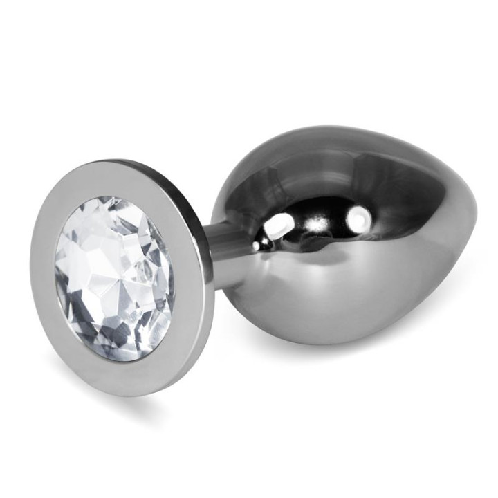 Plug Anal Metal RoseBud Classic con Joya Transparente Talla L de Lovetoy | VibraZon