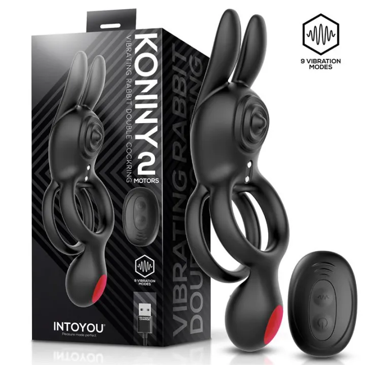 Konny Anillo Vibrador Doble con Conejito y Control Remoto de Intoyou