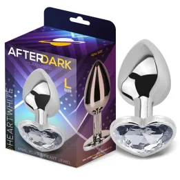 Plug Anal con Joya de Corazón Blanco Talla L de Afterdark