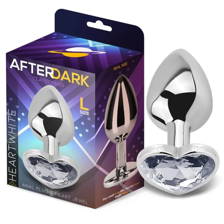 Plug Anal con Joya de Corazón Blanco Talla L de Afterdark