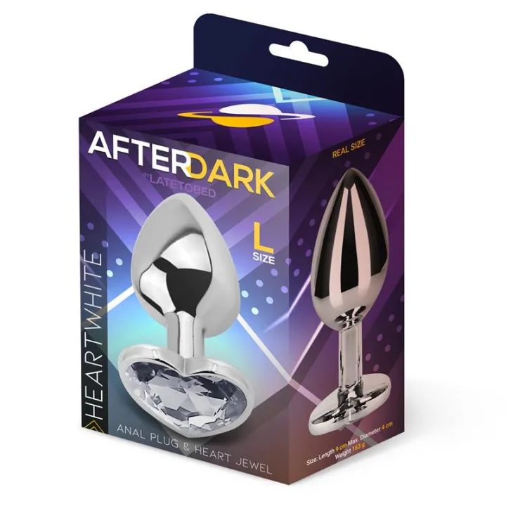 Plug Anal con Joya de Corazón Blanco Talla L de Afterdark