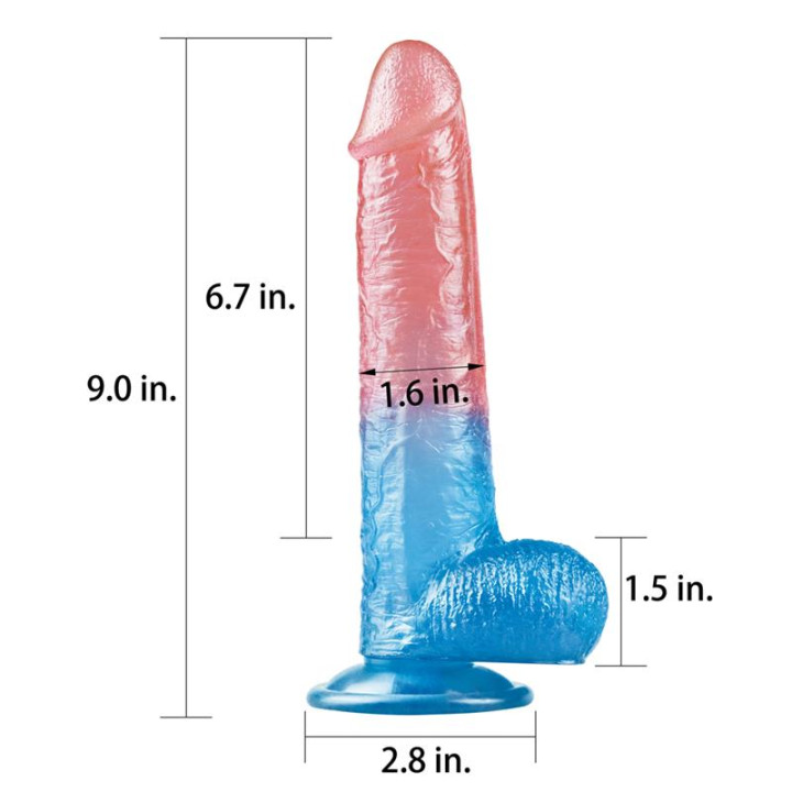 Dildo Dazzle Studsv 9 Rosa y Azul de Lovetoy | VibraZon