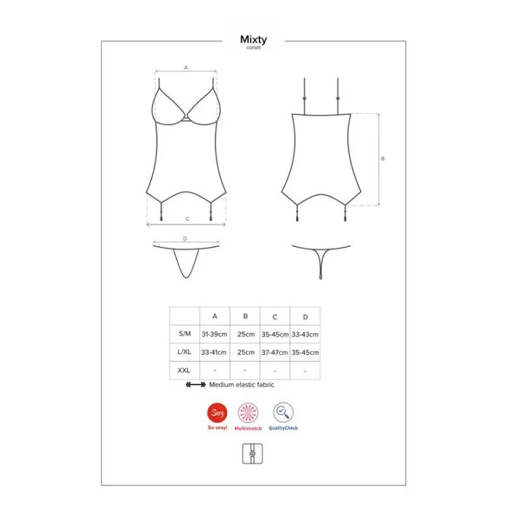 Mixty Corset y Tanga Talla L/XL de Obsessive
