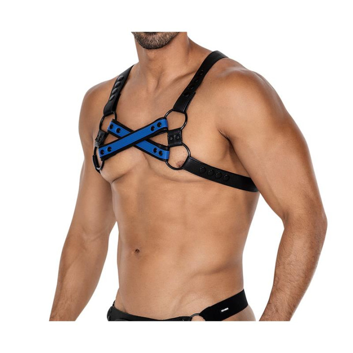 H4RNESS06 Arnés de Pecho 4WAY Azul Talla Única de Cut4Men | VibraZon