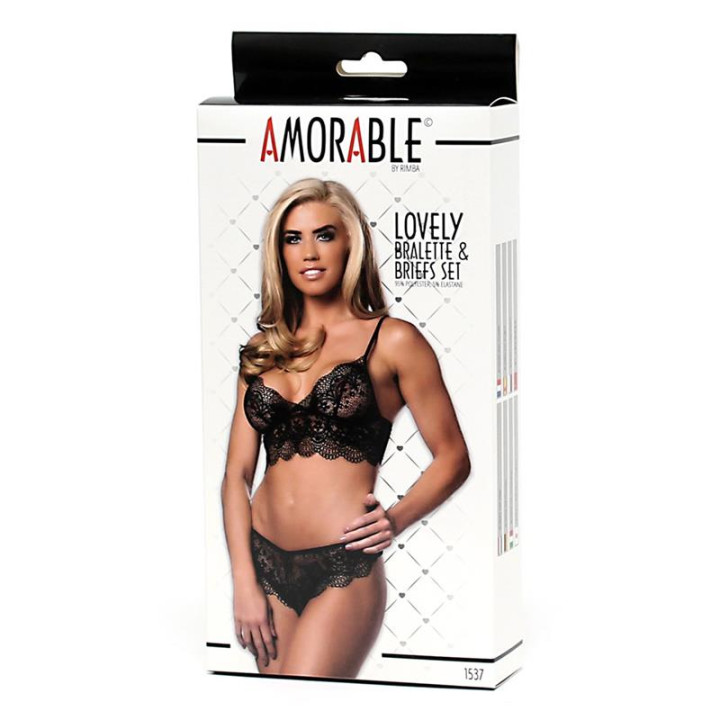 Set 2 Piezas Sujetador con Braguita Negro de Amorable | VibraZon