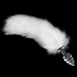 Plug Anal de Metal en Espiral con Cola Blanco de Lovetoy | VibraZon