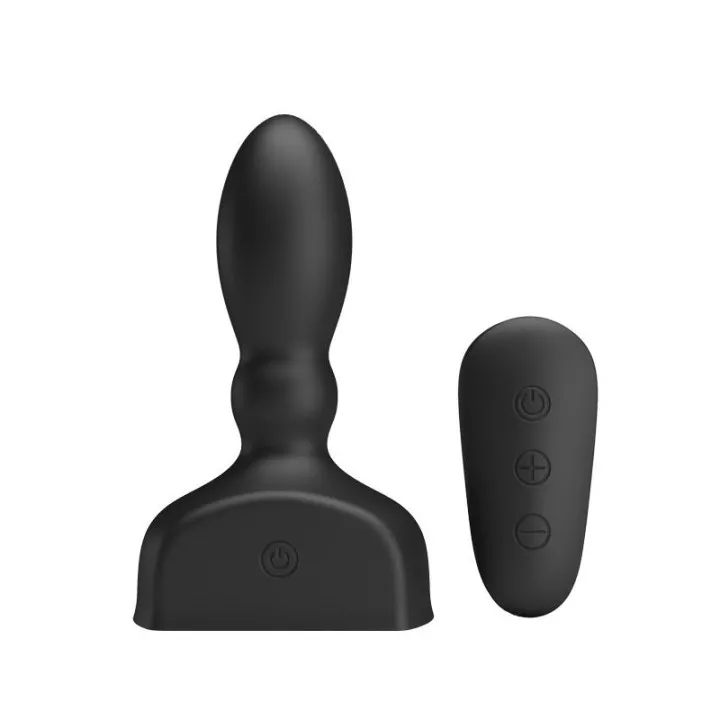 Estimulador Anal Harriet Inflable USB Silicone Negro de Prettylove