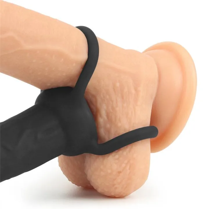 Dildo Anal con Doble Anillo Negro de Lovetoy