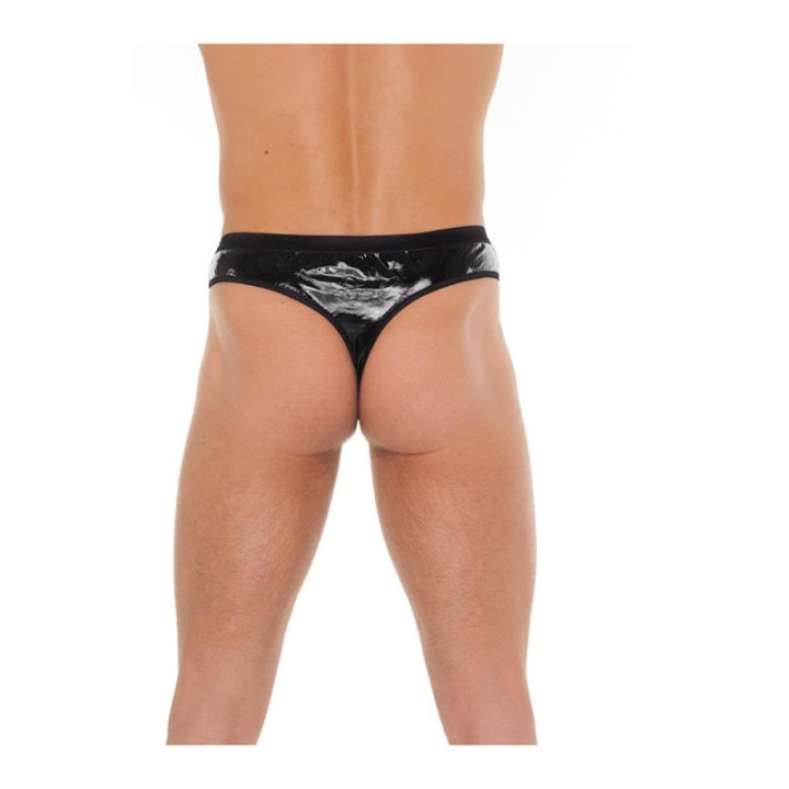 Tanga de PVC Negro Talla Única de Amorable | VibraZon