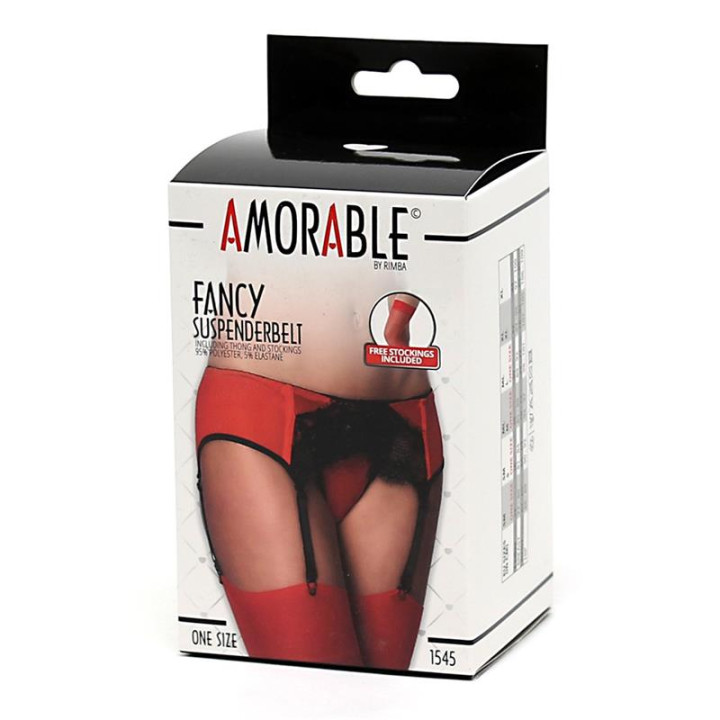 Liguero con Braguitas y Medias Rojo y Negro de Amorable | VibraZon