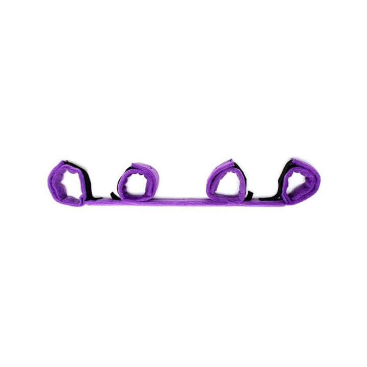 Barra Separadora con 4 Esposas Purpura de Bondage Play | VibraZon