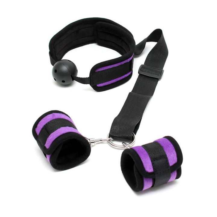Set Mordaza y Esposas Purpura de Bondage Play | VibraZon