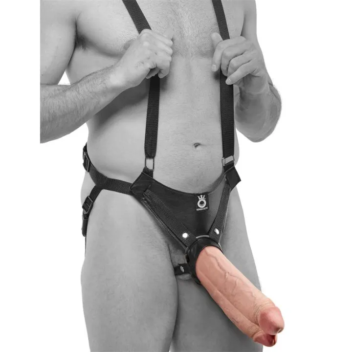 Arnés con Suspensiones y Dildo Doble Color Natural 11 de King Cock