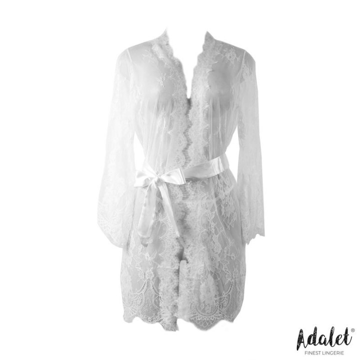 Lucy Peignoir Semi Transparente y Tanga Blanco de Adalet Lingerie | VibraZon