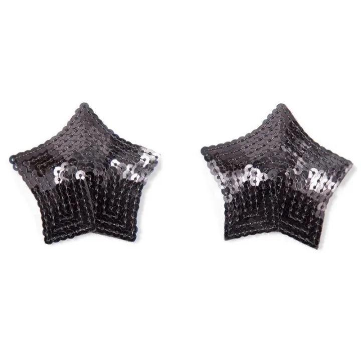 Pezoneras en Estrella con Lentejuelas Negras de Latetobed Bdsm Line